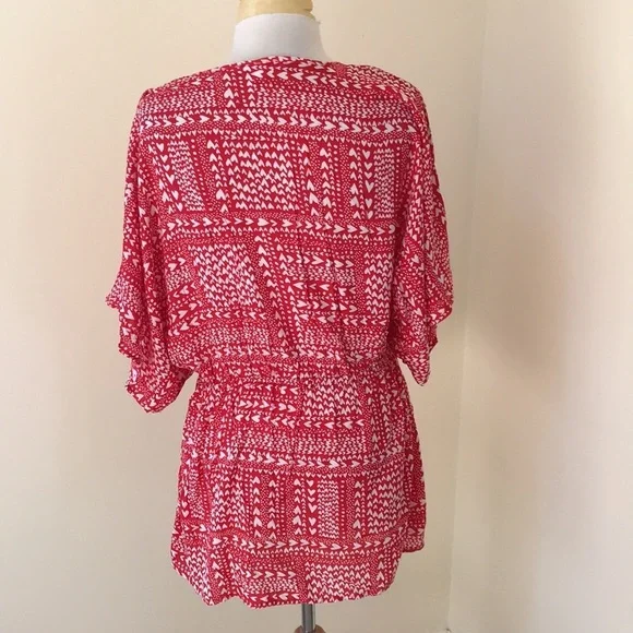 VICTORIA'S SECRET OS red printed duster or cover up - Picture 4 of 9